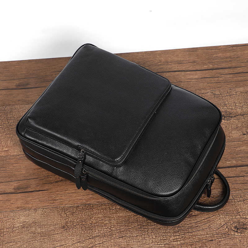 Style Business Men Backpack Backpack First Layer Cowhide Men's Bag Genuine leather Schoolbag Large Capacity 15.6 Inch Laptop Travel Backpack H2
