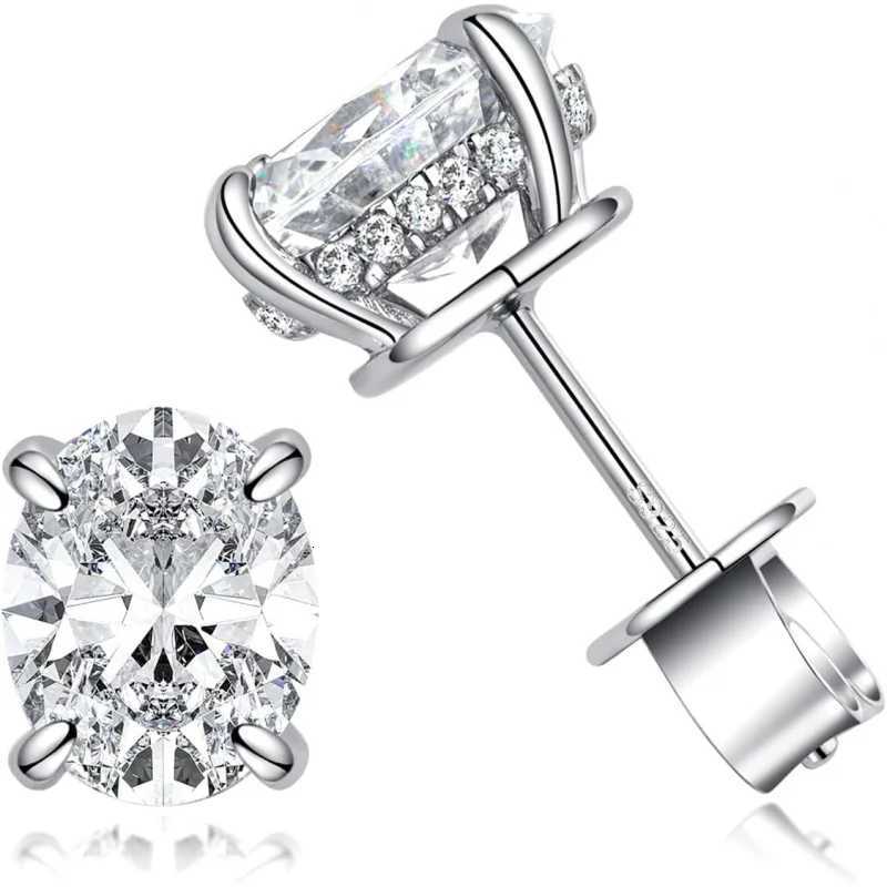 Stud Oval Lab-Grown Diamond 6-Prong Stud Earrings Fashion Jewelry for Women 925 Sterling Silver 18K Gold Plated Custom X260921