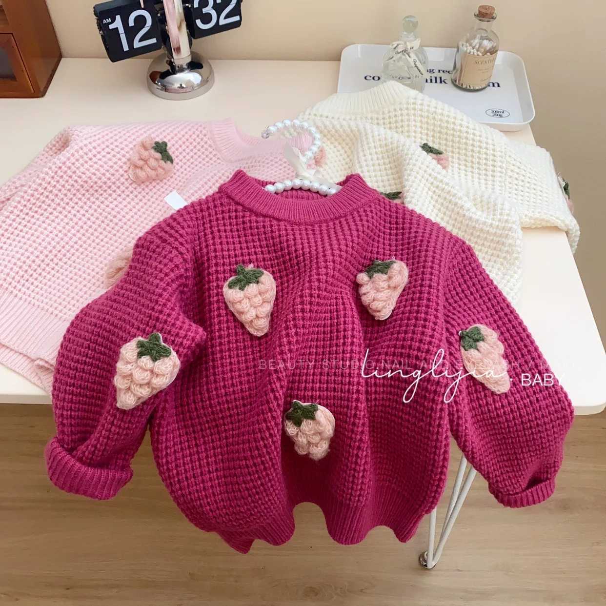 Autumn Pullover Sweaters Girls Christmas Winter New Grape Decoration Round Neck Knit Xmas Pullover For 1-8 Years Girls Warm Knitwear Top C260921