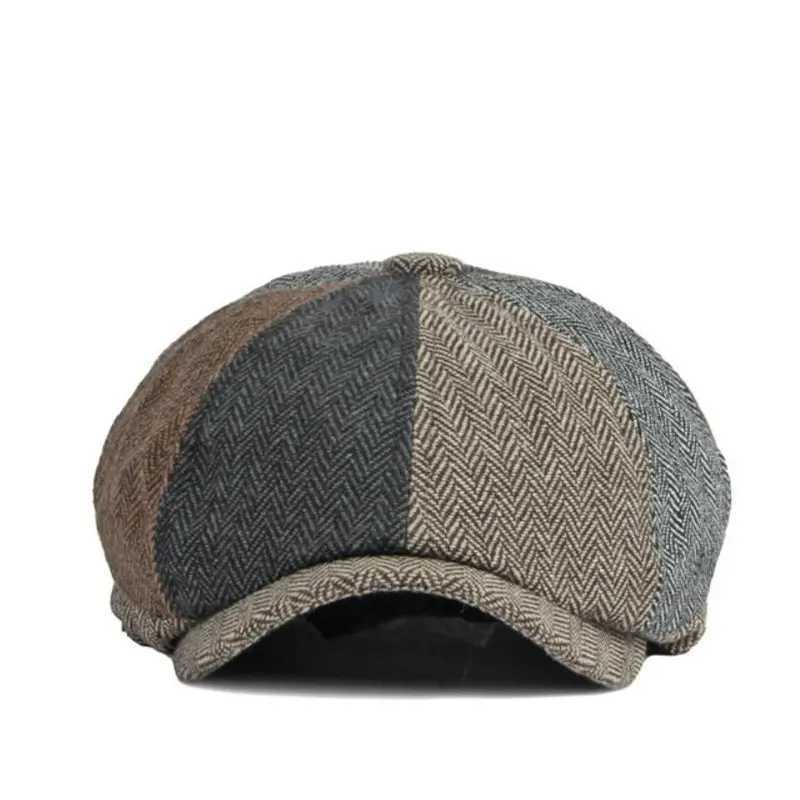 2023 Spring Cotton Patchwork Berets Newsboy Caps Flat Peaked Cap Men and Women Painter Beret Hats 121 N260918