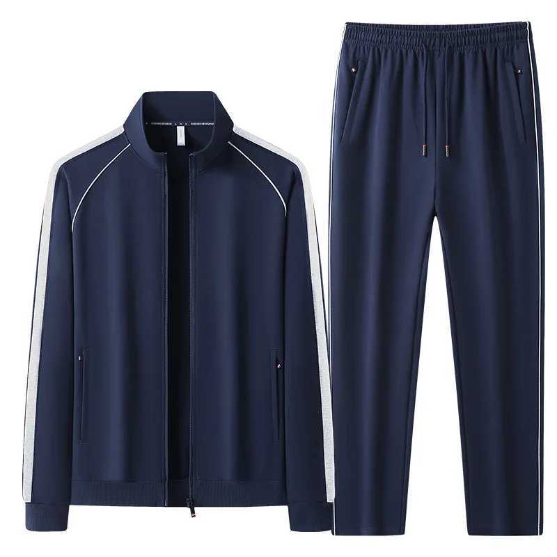 2026 Men's Tracksuits New Men's Sportswear Knitted Sweater Cardigan Set for Middle-Aged And Elderly plus Size Two-Piece Spring Autumn Seas