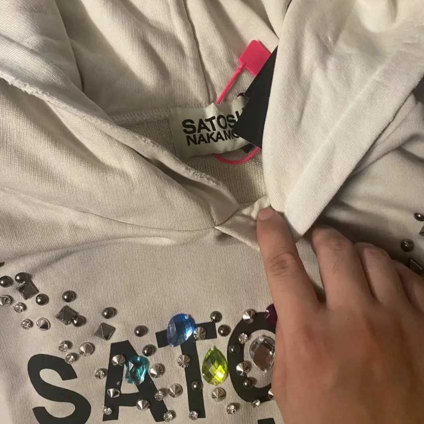 Men's Hoodies Sweatshirts Oversize Rhinestone Rivet Classic Letters Satoshi Nakamoto Sweatshirts High Street Vintage Washed Pullovers Hoodie Ta