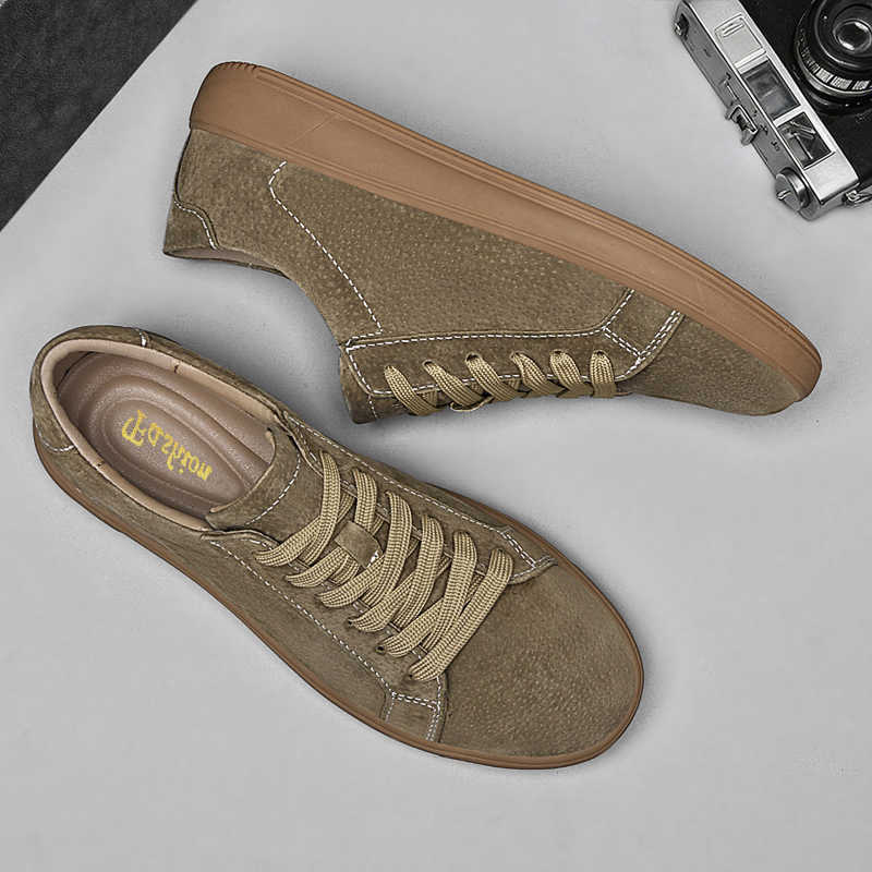 Men's Suede Leather Casual Shoes Classic Sneakers High Quality Tenis Masculino Solid Color Simple Trainers fashion Casual Flats Walking Shoes D