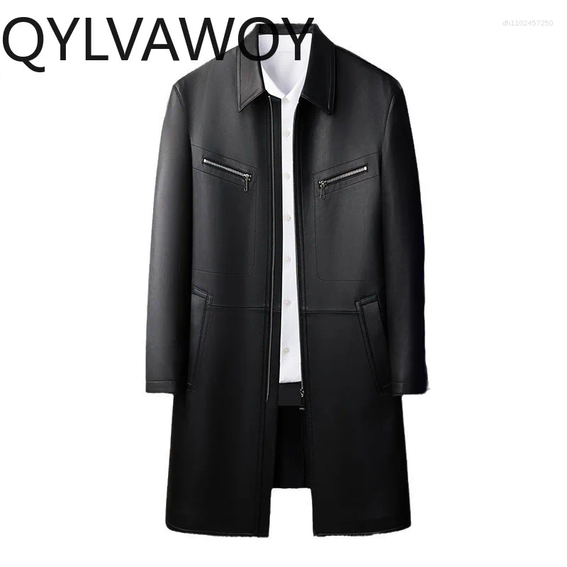 Real Leather Jacket Sheepskin Man Mid-length Black Jackets For High-quality Coat Chaqueta