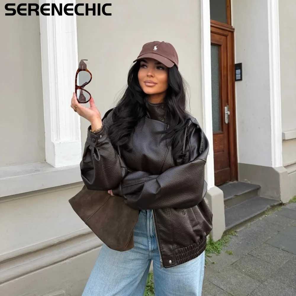 Leather SERENECHIC Faux Women's Jacket Winter Overcoat Female Fashion Casual Jacket Oversize Er Jackets for Women Outerwears C260921