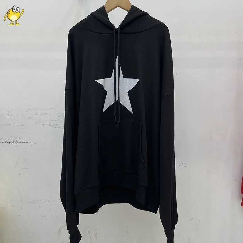 Men's Hoodies Sweatshirts New Grey Black Yellow Red Hoodies Men Woman Fashion Autumn Winter Heavy Fabric Vintage Oversize Hooded Pullovers Swea