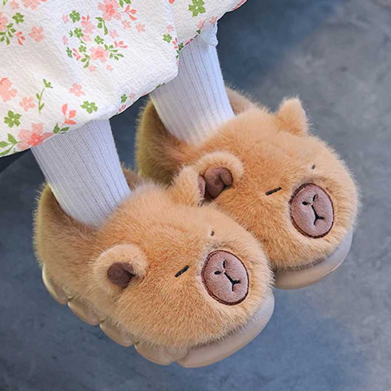 Capybara Children's Winter Cotton Slippers New Boys Girls Cartoon House Slippers Non Slip Comfortable Soft Sole Plus T260922