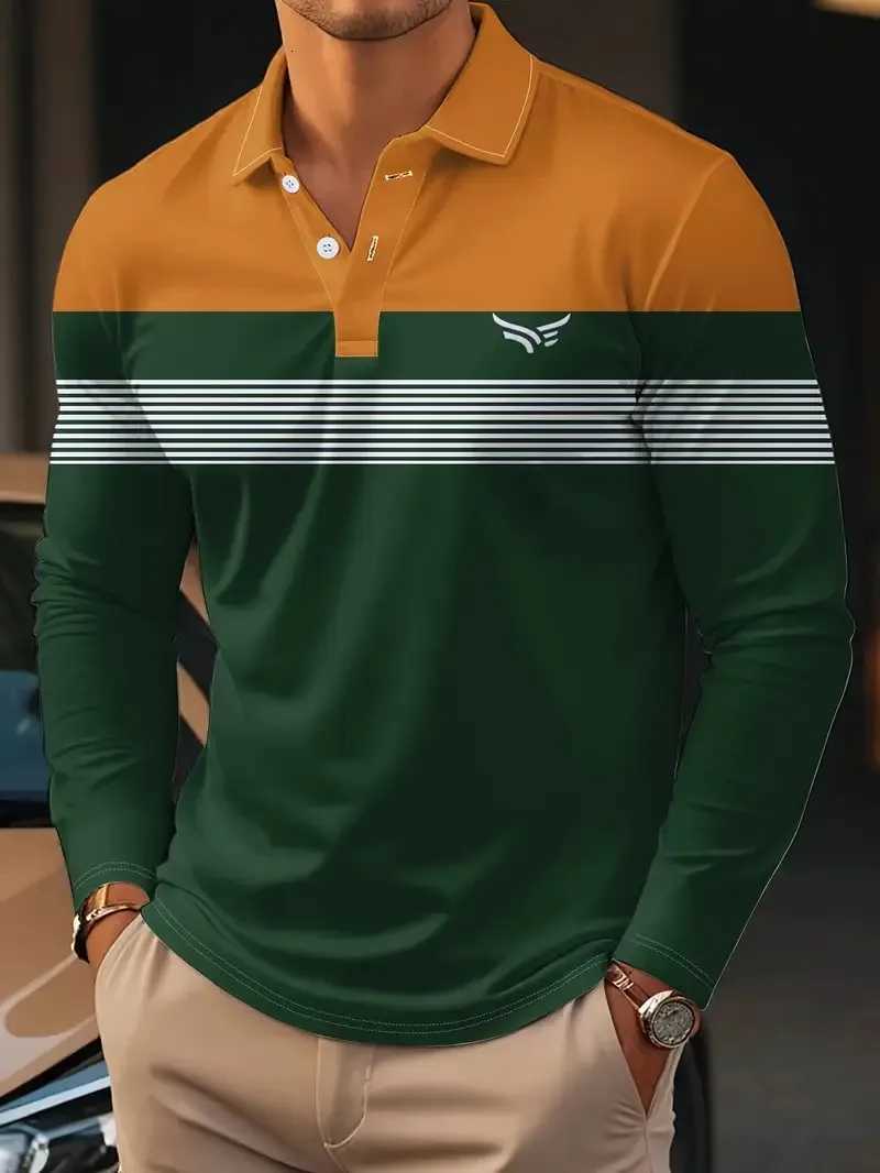 Casual Shirts The new Men's men's long-sleeved POLO shirt for Spring and Autumn 2025 features street fashion comfort and 3D striped H26092