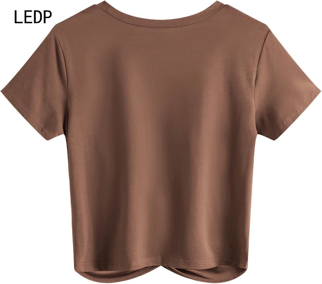 297223 Zero waste tailoring plus size women's T-shirt waste material recycling design irregular hem cotton linen breathable personality style