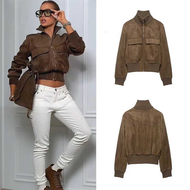 Women's Jackets Guobioziy Women's Suede Aviator Jacket 2026 Spring and Autumn Edition French Casual Fashion Trend Classic Retro Street Sty