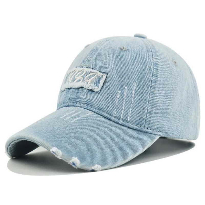 Cap Vintage Baseball Distressed for Denim Women 1989 Embroidery Washed Jean Dad Hat Adjustable Casual Cap for Men M260921