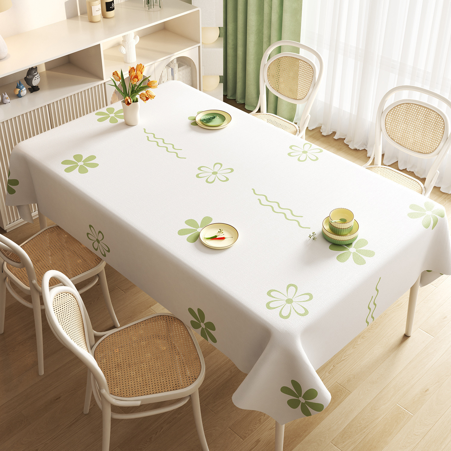 Nappe rectangulaire en PVC personnalisée, Style minimaliste frais, étanche à l'huile et sans entretien, YL-37995