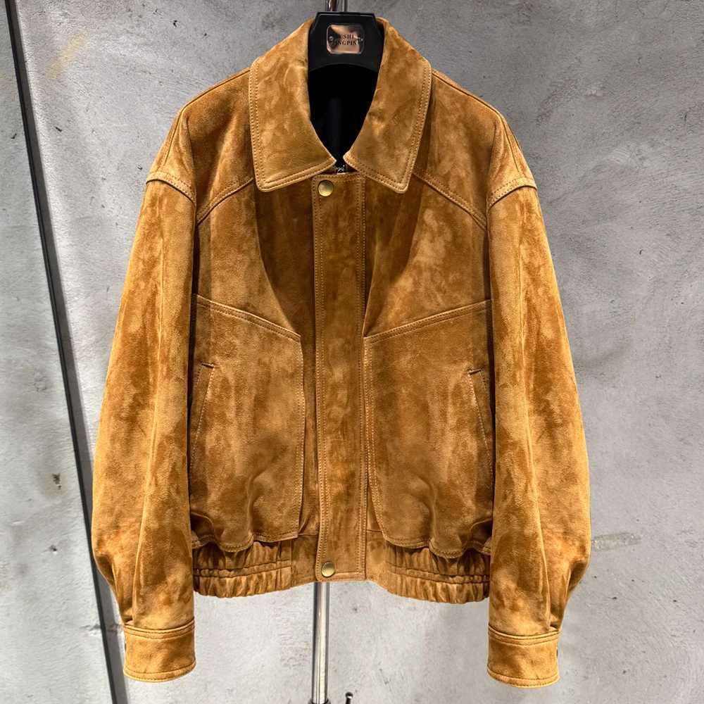 Oversized Suede Ladies Coat Genuine Leather Bomber Jacket for Autumn Spring Real Suede Casual Jacket C260921