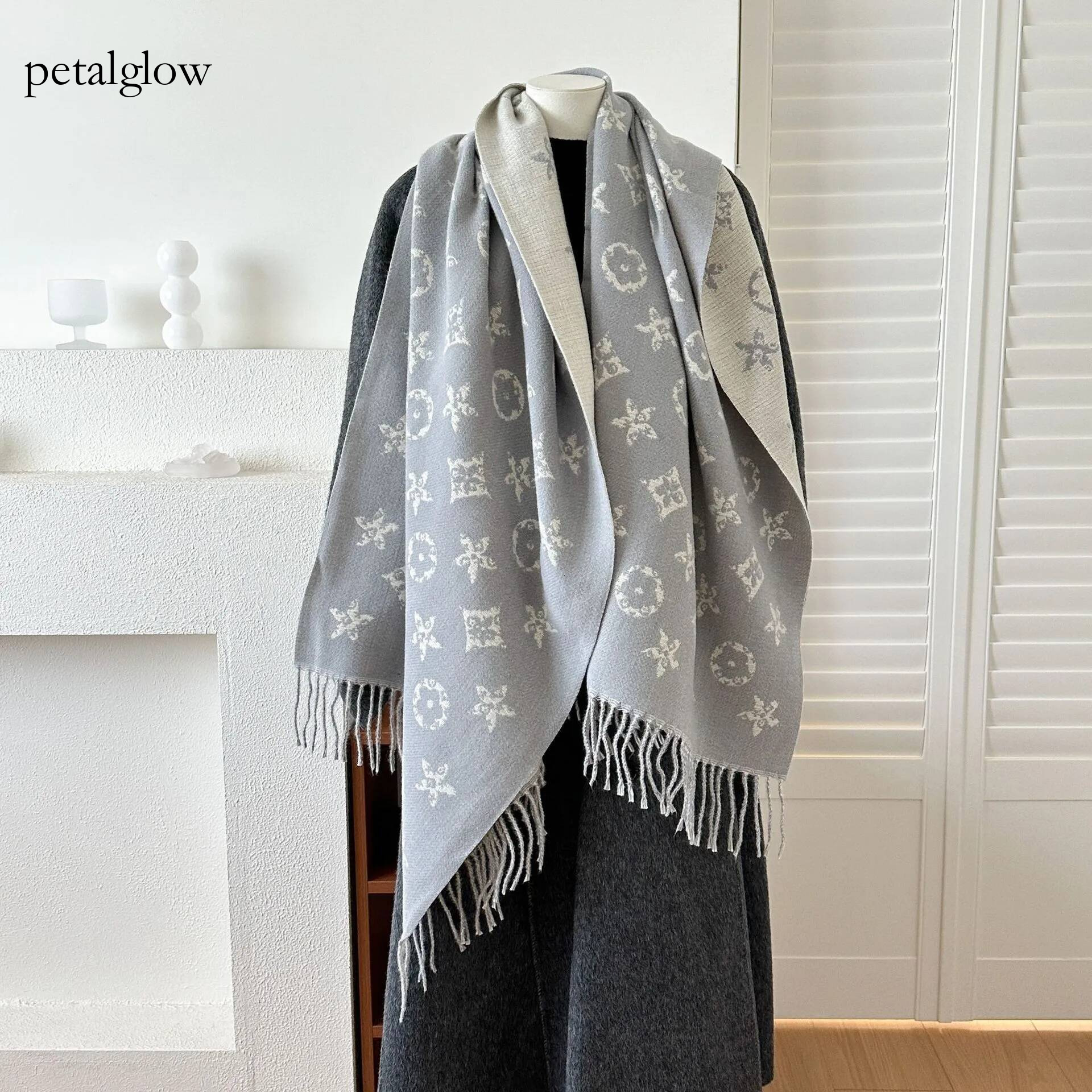 louiseness Digner Womens New British Style Winter Scarf Luxury Double Sided Jacquard Tassel Long Shawl Brand Premium Elegant Versatile Thick Warm lo