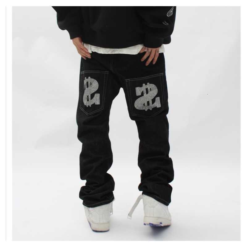 With Men's Print Straight Baggy Men's Pants Printed Oversize Strtwear Y2k Black Trendyol Man S260922N9GU