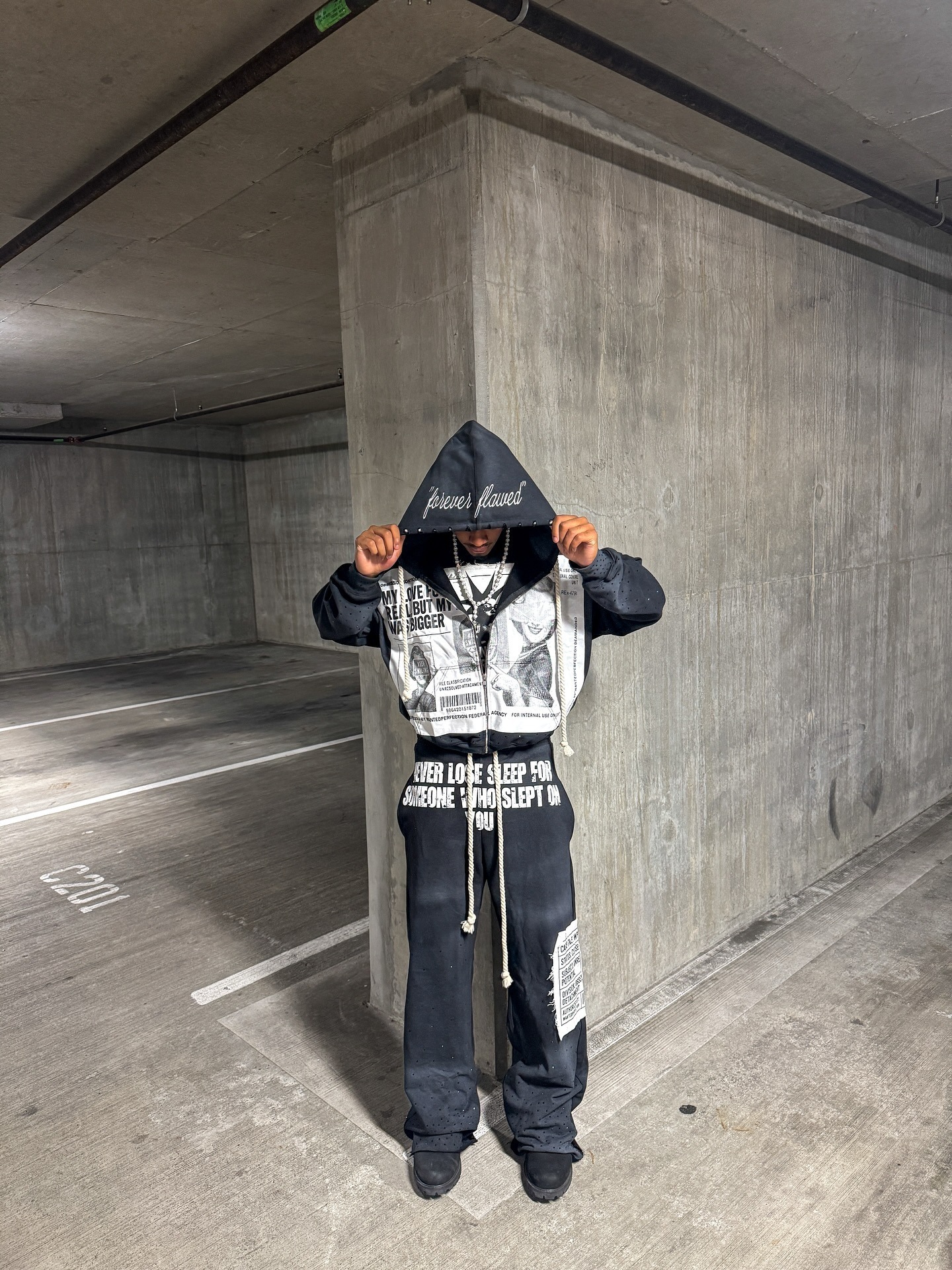 High Trend Street European And American Patch Embroidery Hoodie Design Sense Dark Style Loose Casual Pants Sweatshirt