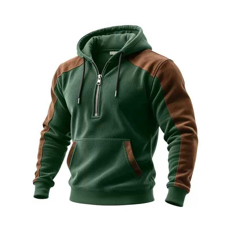 Autumn and Spring New Fashion Trend American Vintage Thickened Warm Hooded Sweatshirt Men's Casual Loose Sports Plus Size Jacket S2609224SKA