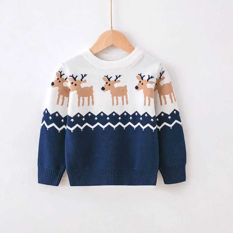 Fall Sweaters Pullover Winter Christmas Kids Warm Knitwear Baby Xmas Cartoon Print Knit Pullover Children Clothing Boy Girl Cotton Tops C260921