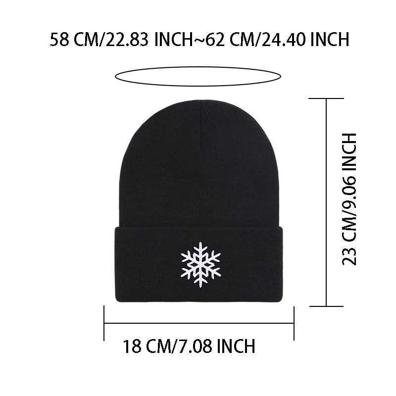 BeanieWarm Trendy Winter New Snowflake-Embroidered Knit Wool Hat for Skiing Camping Everyday Street Style and Holiday Gifts M260921