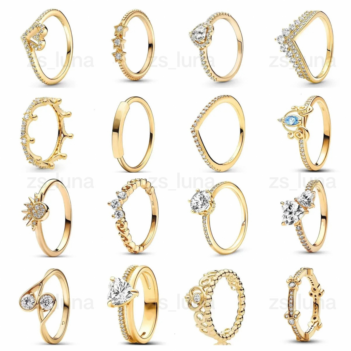 designer gold ring New Hot Sale Shining Crown Star Love Heart Gold Ring Style Suitable For Classic Fashion Princess Jewelry Gift