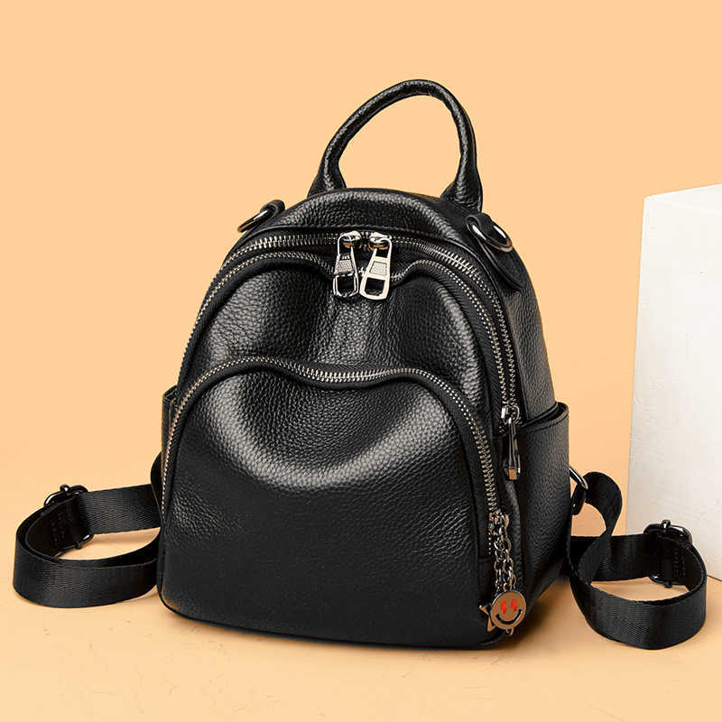 Zaino genuino Stile di qualità Zaino da donna in pelle alta Zaino da viaggio per donna di moda Borsa da scuola a tracolla in pelle di mucca Mochila