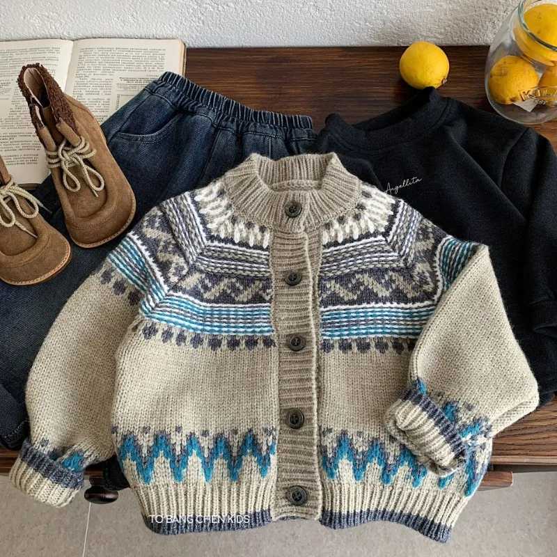 2025 Pullover Children's Knitted Cardigan Winter New Style boys' and girls' Thick Sweater Children's Stylish Winter Clothing C26