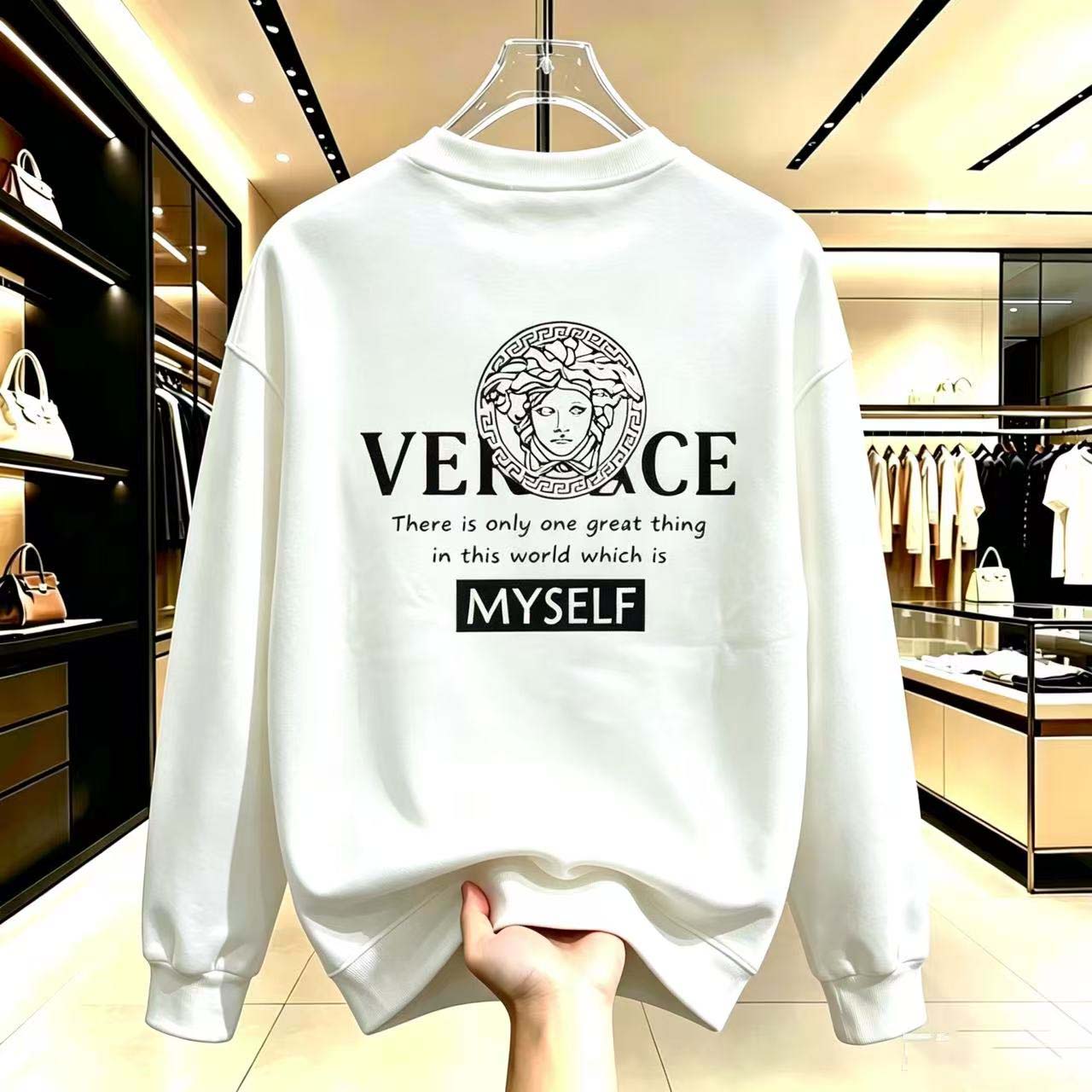 Autumn/Winter Men's New European Light Luxurious Hoodie, Fashionable Couple's Round Neck Long Sleeve Printed Casual Trendy Hoodie