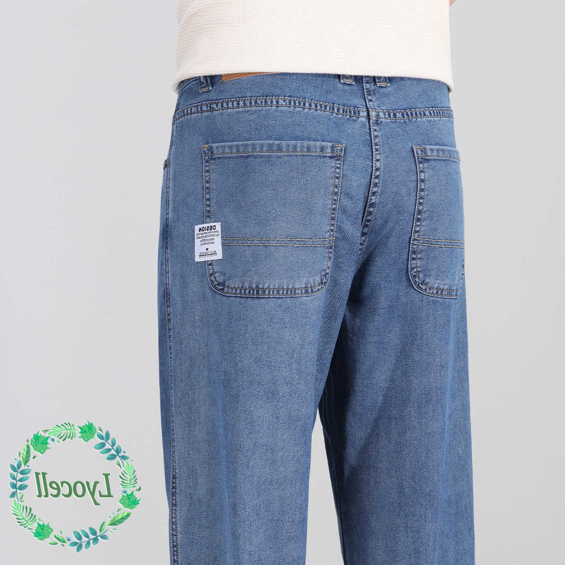 Jeans da uomo di marca Abbigliamento estivo da uomo in tessuto Lyocell Jeans larghi pantaloni dritti elastici business casual pantaloni lunghi in de
