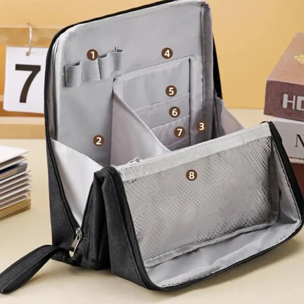 Portable Oxford Cloth Standing Makeup Bag Waterproof with Compartments Cosmetic Bag Large Capacity Student Pen Pouch Women Girls 260922