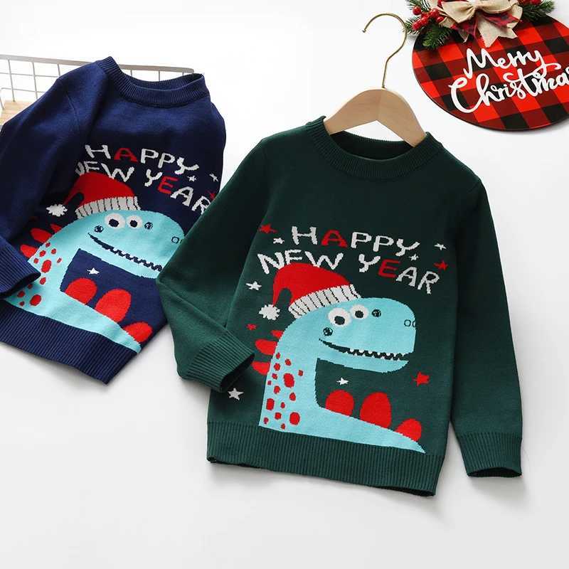 New Year Knit Pullover Pullover Baby Christmas Autumn Winter Sweater Boy Girl Cartoon Dinosaur Outerwear Elastic Clothes Festival Sweater C260921