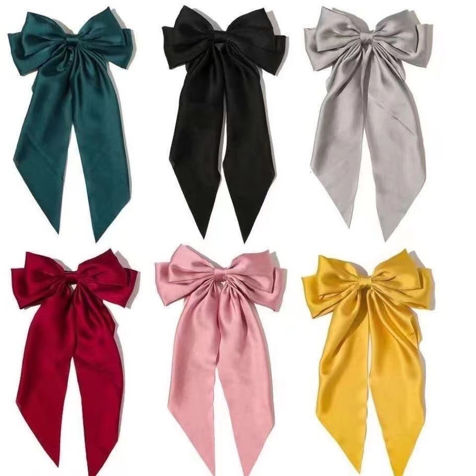 Red Ribbon Big Bow Back of Head Clip Super Fairy Internet Celebrity New Black Spring Hairpin Elegant Hair Accessory for Women