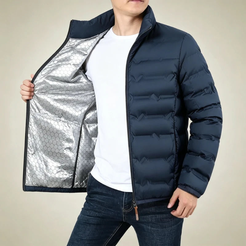 Graphene Selfheating Parka Jackets Men Solid Windproof Cotton Down Man Stand Collar Parkas Winter Padded Coat Male 260922