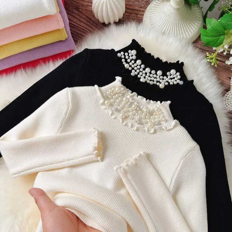 2025 Baby Girls Autumn Pullover Winter Clothing Beaded Colar Knitted Sweaters Fashion Kids Children Birthday Princess Knit Tops Clothes C260921