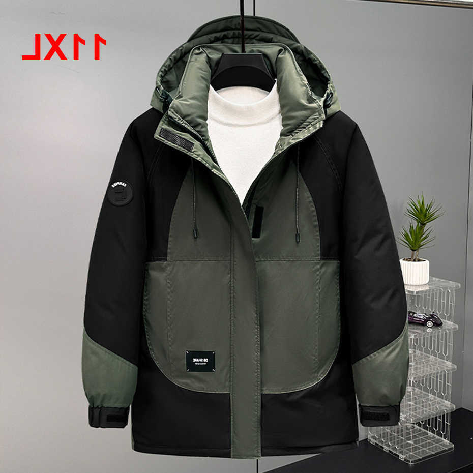 Thick Parkas Winter Men's Down Jacket Men 11XL Plus Size Parkas Fashion Casual Warm Coat Male Outdoor Outerwear Patchwork Design C260922