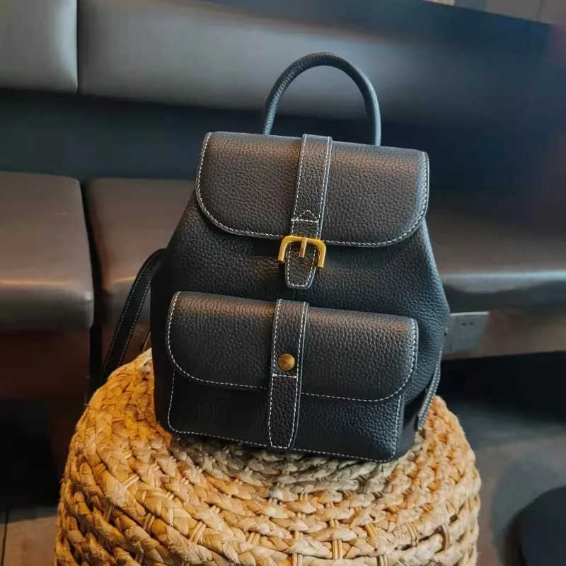 Zaino in vera pelle stile mucca Zaino da donna in pelle di marca Borse a tracolla firmate Borsa da scuola universitaria in pelle bovina Nuovo H26092