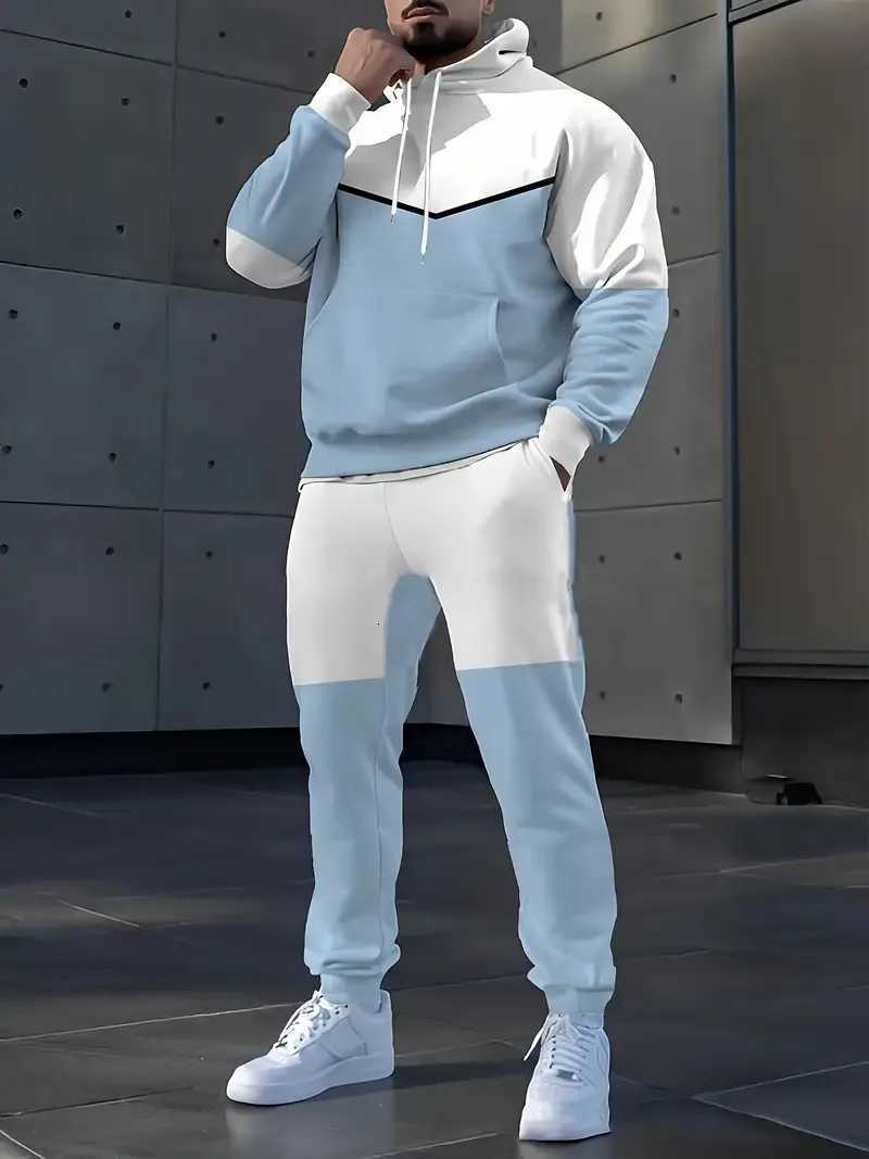 Tracksuits The new Men's men's set for Spring and Autumn 2025 features a casual fashionable and comfortable 3D striped pattern print J2609