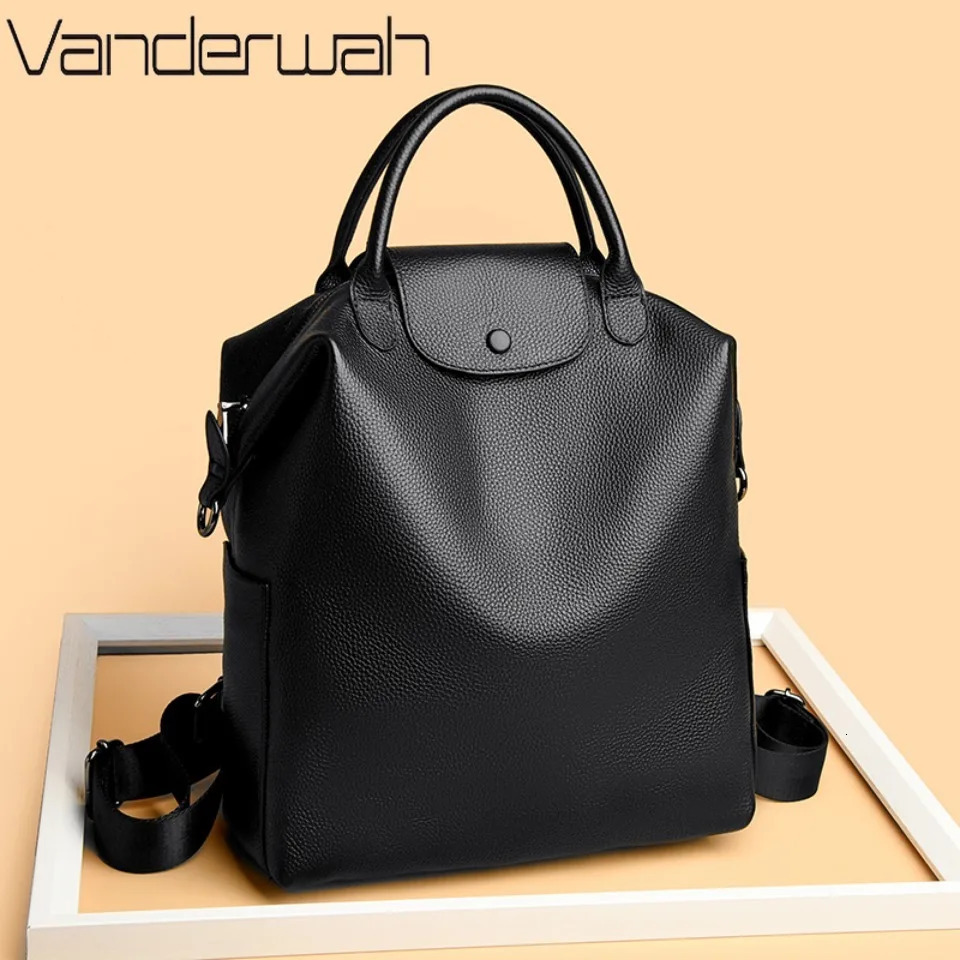 100% Genuine Cowhide Leather Women Backpack Large Capacity School Back Pack Female Casual Travel Bagpack Rucksacks for Girls Sac 260922