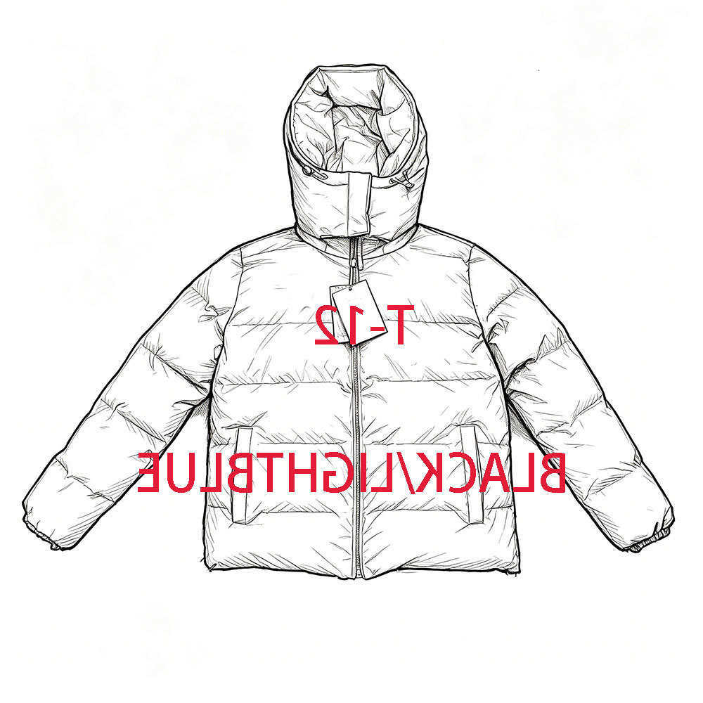 Down Parkas T-12 Warm Men's for Men Plush Thick World Hoodies Casual Fashion Down Jacket Streetwear Clothing Coats Winter JacketsBLACK/LIGHTBLU