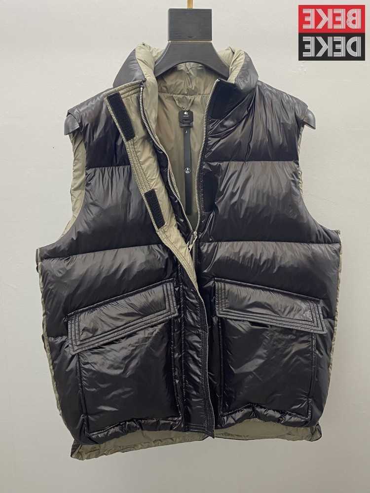 Down Parkas Thick Warm Men's Winter Mens Sleeveless Down Coat Slim Fit Stand Collar Short Cargo Jacket Zipper Black Streetwear Casual Outerwear
