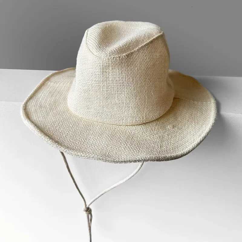 Hats Wide Brim Hats Bucket New Breathable Linen Beige Sun Hat Spring and Summer Leisure Outdoor Sports Sunshade Bucket Hat Men's Women's A