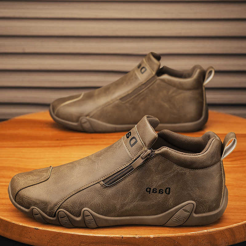 Scarpe da uomo in pelle scarpe casual firmate mocassini stivaletti casual alla caviglia con cerniera comodi abiti formali appartamenti guida mocassi