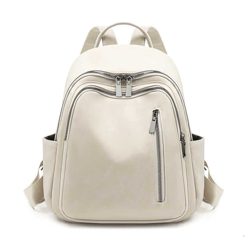 Style Women's Fashionable Soft Backpack PU Leather Backpack Large Capacity Casual City Casual Double Shoulder Bag Korean Style Versatile Trendy