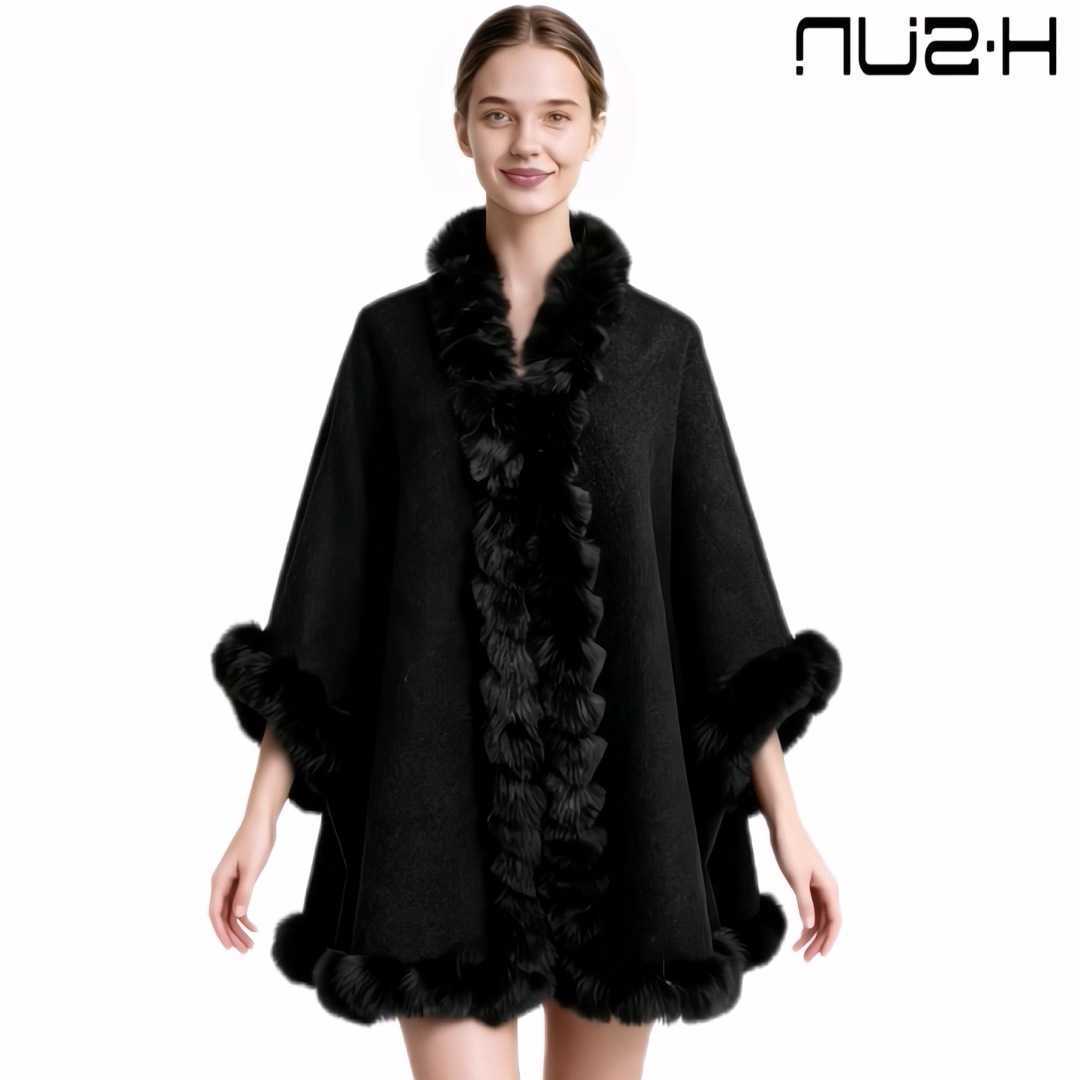 Winter Autumn 2025 New Fashion Women's Solid Color Casual Trendy Elegant Luxury Faux Fur Coats Female Clothes Ponchos Capes Tops S2609224IPW