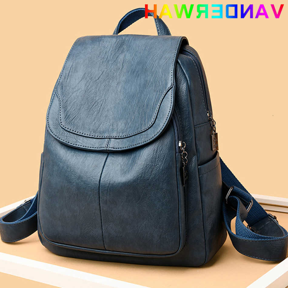 Backpack Backpack Style Genuine Women Leather Fashion Female Shoulder Bag Sac a Dos Ladies Bagpack Mochilas School Bags For Teenage 2023 H260922