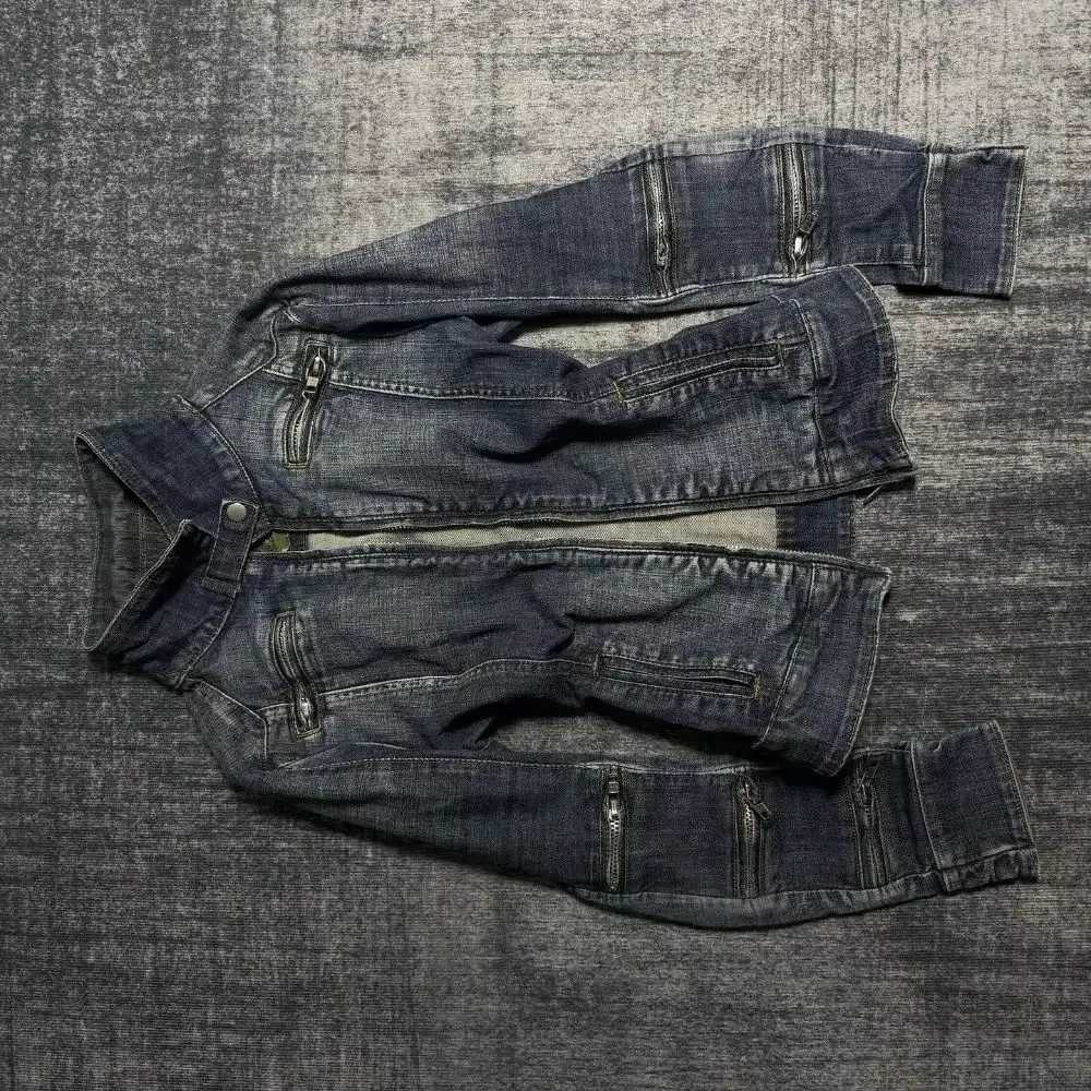 Women's Jackets Retro Harajuku washed blue jacket casual goth loose jacket hip hop high street zipper fashion versatile denim jacket C260921