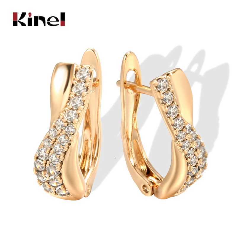 Stud Kinel Fashion Natural Zircon Cross Stud Earrings for Women 585 Rose Gold Earrings Luxury Vintage Wedding Jewelry 2021 New X260921