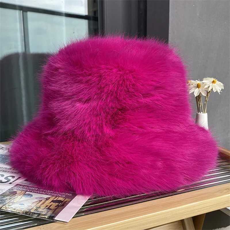 Women's Autumn Faux Elegant Fur Hat and Winter Fur Fisherman Hat Korean Senior Warm Bucket Hat 2023 M260921