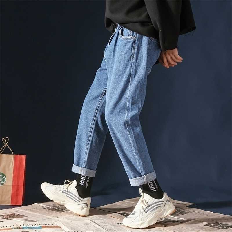 Summer Spring harem black denim pants mens straight mens loose wide leg casual cropped pants homme S260922QD47