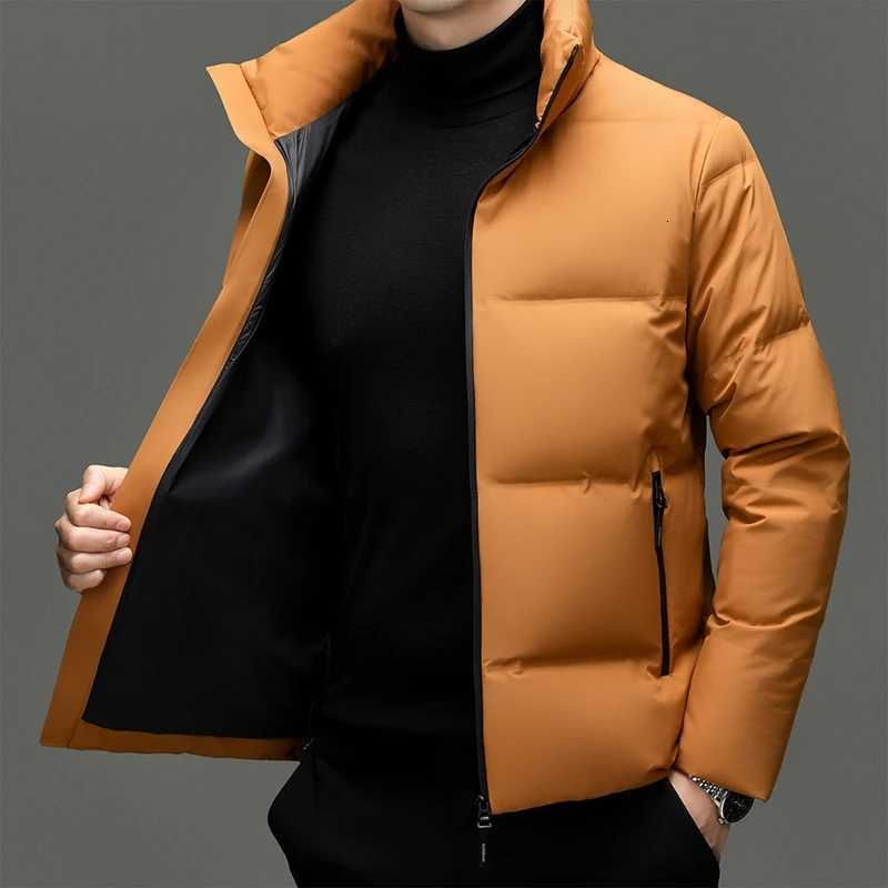 90% Men's Down Parkas Real White Duck Down Parka Coat 2025 Winter Men Classic Stand Collar Puffer Jacket Warm Simple Solid Duck Down Zipper Coa