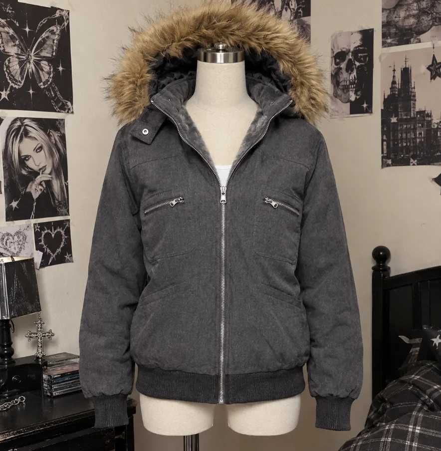 Women's Jackets Women Winter Soft Denim Jacket Cotton Lining Flocking Thickened Warm Retro Jacket Fashion Solid Color Loose Zipper Hooded Coats